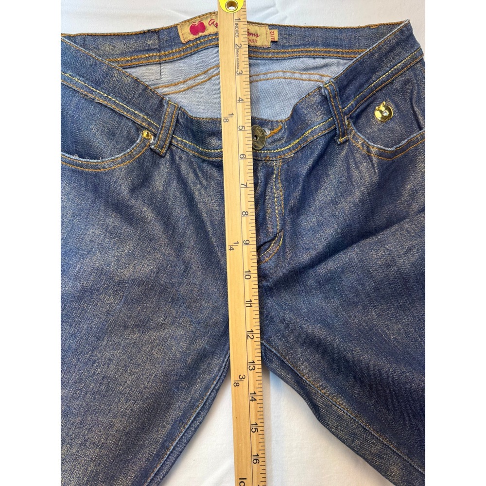 Apple Bottoms Gold Shimmer Metallic Dark Wash Straight Leg Jeans Womens 11/12 - Picture 8 of 16